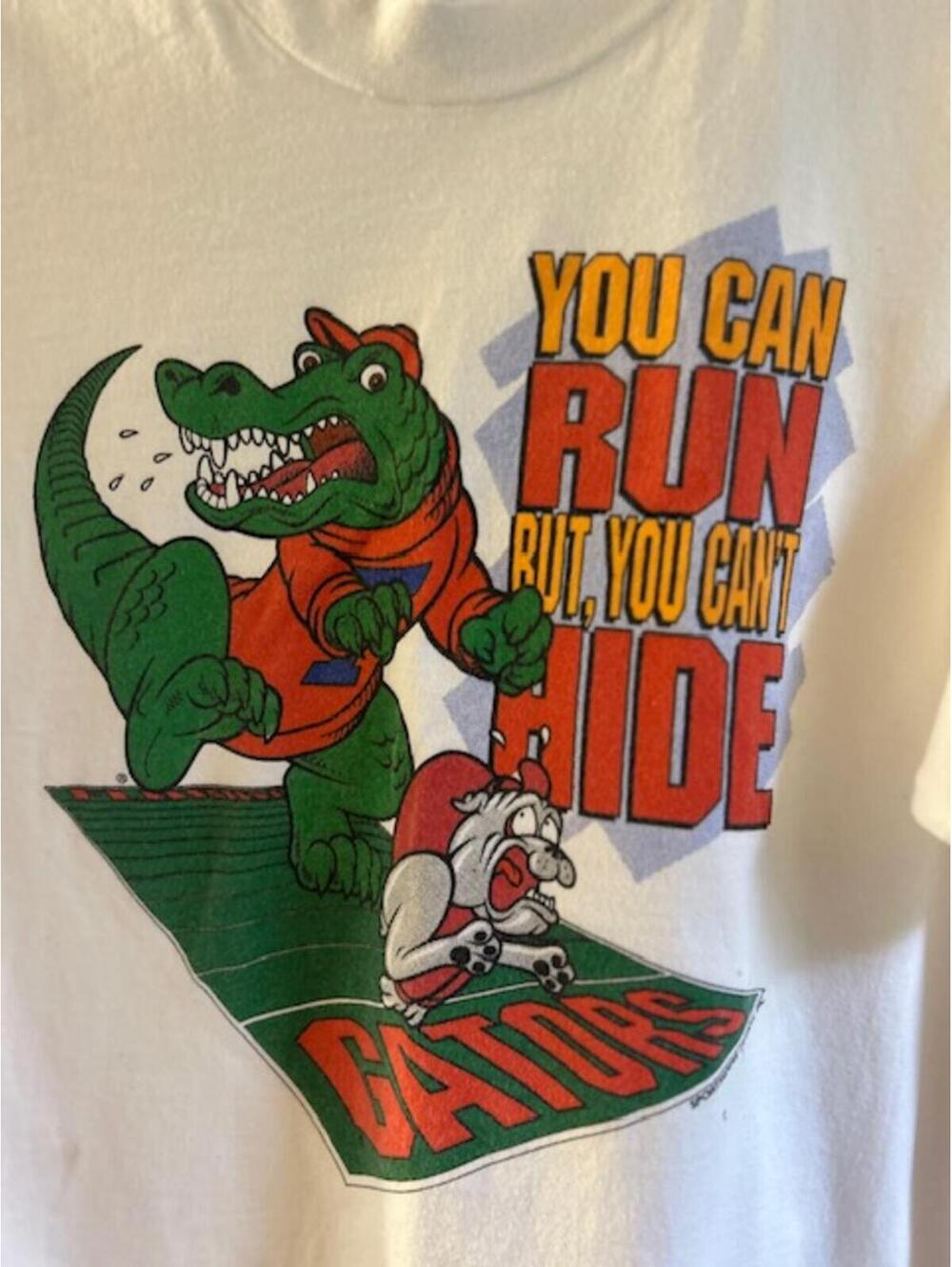 Vintage Hanes Medium White Graphic T-Shirt Gators You CanRun